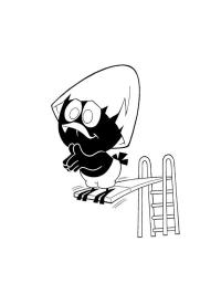 Calimero pula do trampolim