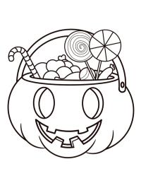 Abóbora de Halloween com doces