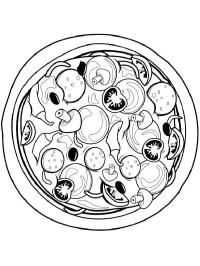 Pizza de funghi com tomate cereja