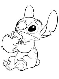 Stitch bebendo de um coco