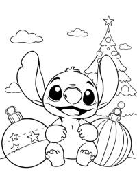 Stitch com bolas de Natal