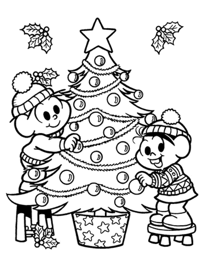 Desenho Cebolinha Mônica Na Árvore De Natal Desenho Para Colorir