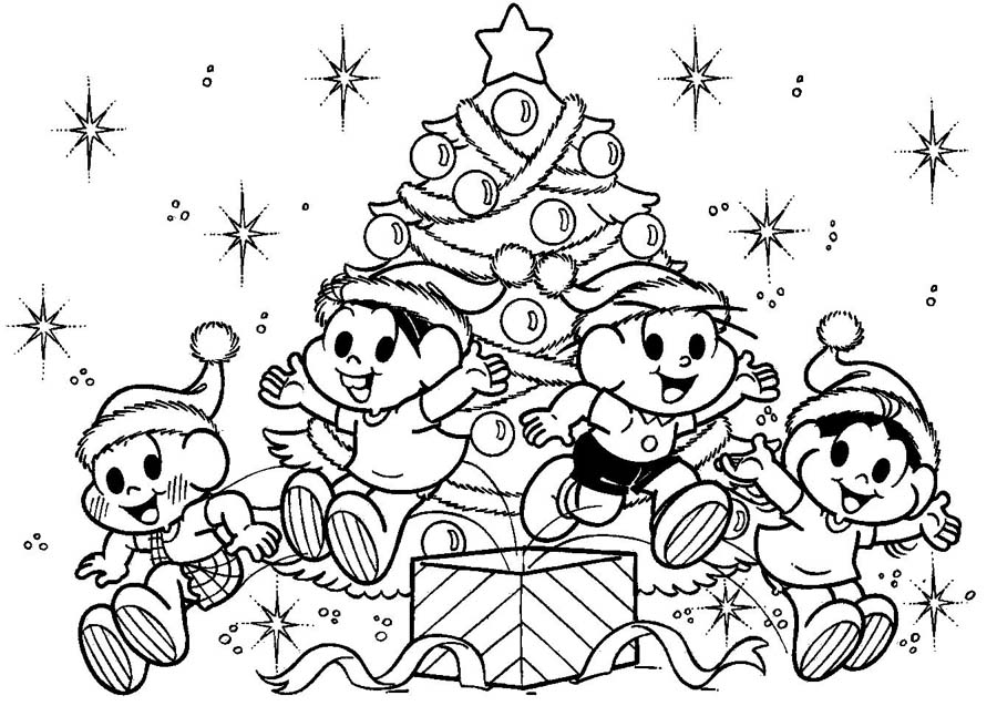 Desenho para Colorir Natal da Turma da Mônica - Desenho para Colorir