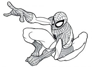 Desenho Homem Aranha Preparado para Atacar - Desenho para Colorir