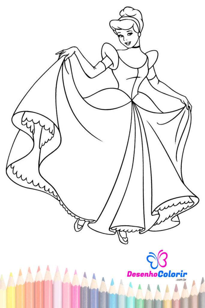 Desenho de Princesa simples para colorir